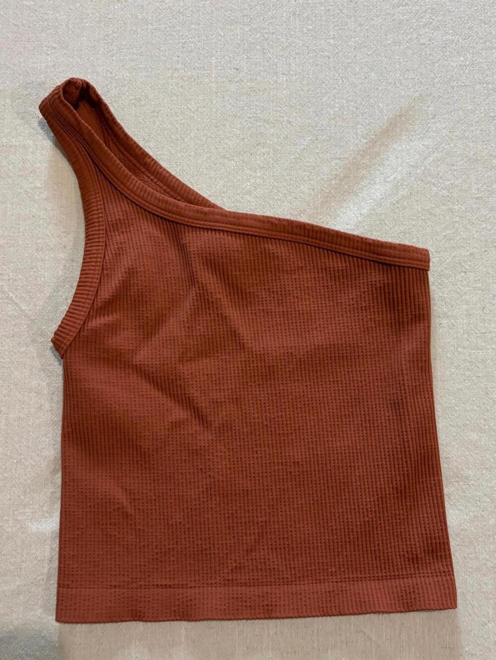 Nikibiki Rust Ribbed One Shoulder Tank